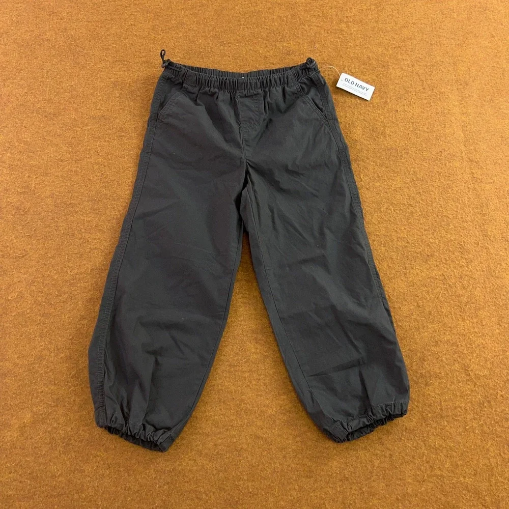 Old Navy Boys XS 5 Gray Adjustable Bungee Waist Cotton Jogger Pants NWT